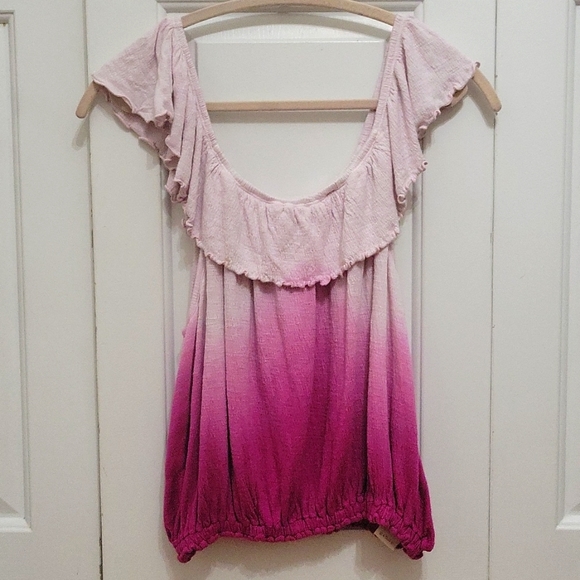 Free People *Cora Lee Ombre Ruffled Tank Top/ M - Picture 3 of 7